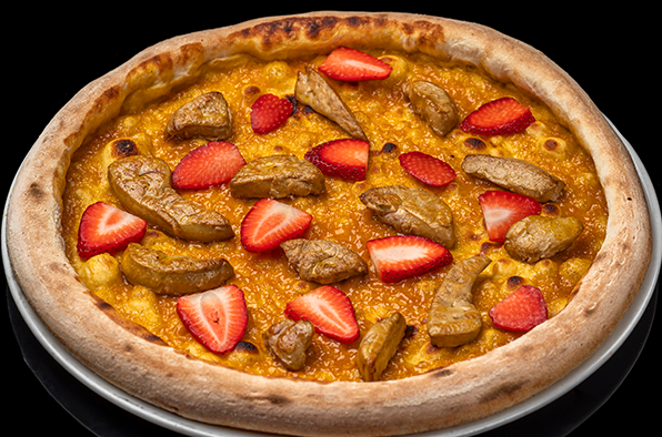 Пицца классика Фуа-гра, манго и клубникой
