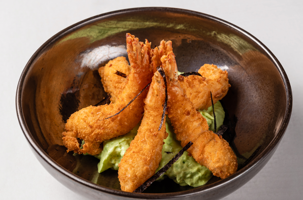 Хрустящие креветки с муссом из васаби