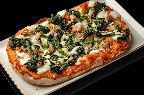 Пицца Римская с креветками и шпинатом