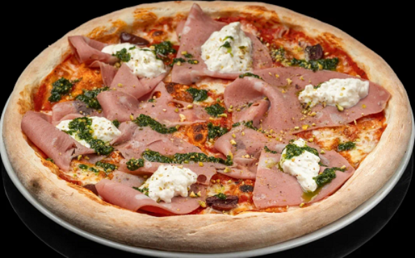 Пицца классика с мортаделлой и страчателлой